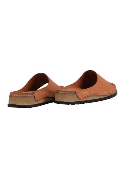 Napa Shoes Hakiki Deri Lazer Kesim Delikli Rahat Taban Kadın Terlik Napa-309 Taba