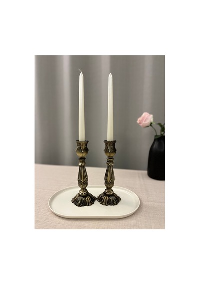 Barok İnci Eskitme Gold 2'li Şamdan & Mumluk Dekorasyon Seti Eskitme Gold - 822304147 Eskitme Gold