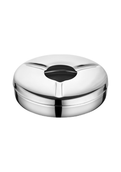 Paslanmaz Skoçlu Kapaklı Küllük Ø:10 Cm H:3 Cm Metal Metalik Yuvarlak