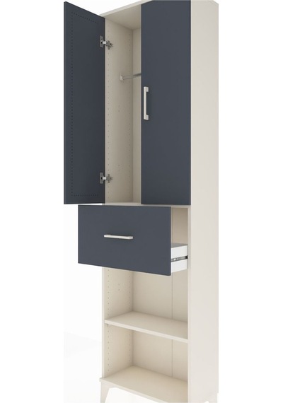 Arges Dolap 2 Raflı Tek Çekmeceli Tek Askılı 60x30x221 Aytaşı-antrasit Aytası