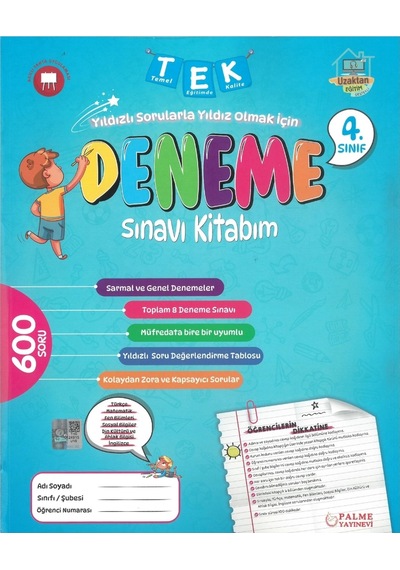 4. Sınıf Tek Deneme Sınavı Kitabım -  Palme Eğitim
