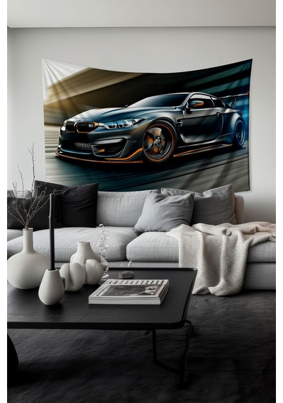 Hızlı Ve Şık Araba Desenli Duvar Halısı Duvar Örtüsü Tapestry Süet Dokulu Kumaş