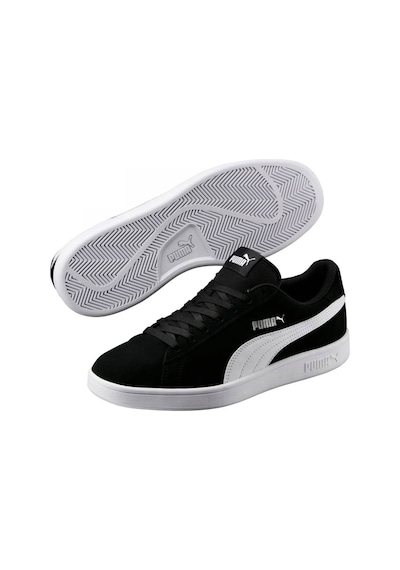 364989-01 Puma Smash V2 Unisex Spor Ayakkabı black-white Beyaz - Siyah
