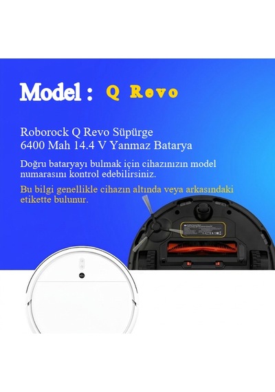 Roborock Q Revo Süpürge 6400 Mah 14.4 V Yanmaz Batarya  Uyumlu Uzun Ömürlü, Yüksek Performans Pil