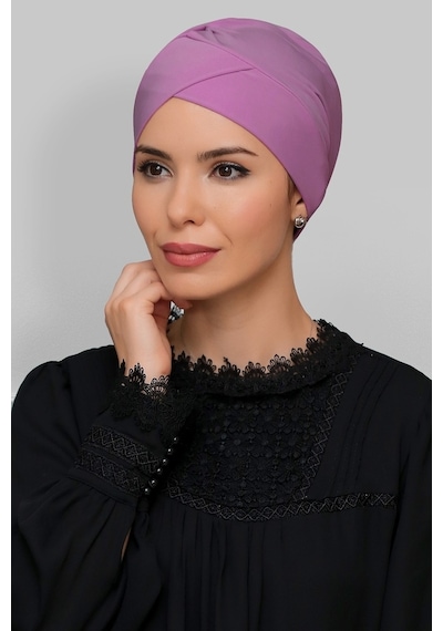 Hürrem Bone Gül Kurusu Pratik Hazır Geçmeli Tesettür Bone Sandy Kumaş Çapraz Gülkurusu
