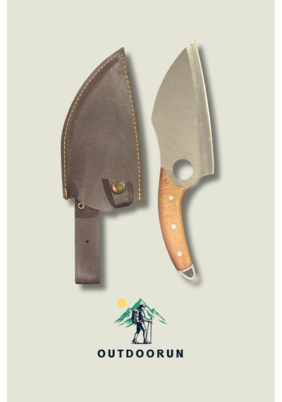 Ahşap Gövdeli Viking Almazan Şef Kamp Bıçağı 28 Cm Kahverengi