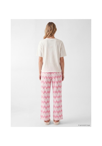 Lcw Young Pembe Baskılı Kadın Kaprili Pijama Takımı