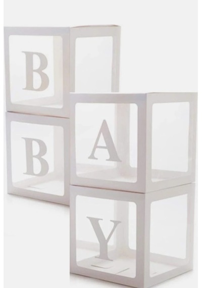 Beyaz 25x25 Baby, One, Gırl Yazılı Balon Kutusu