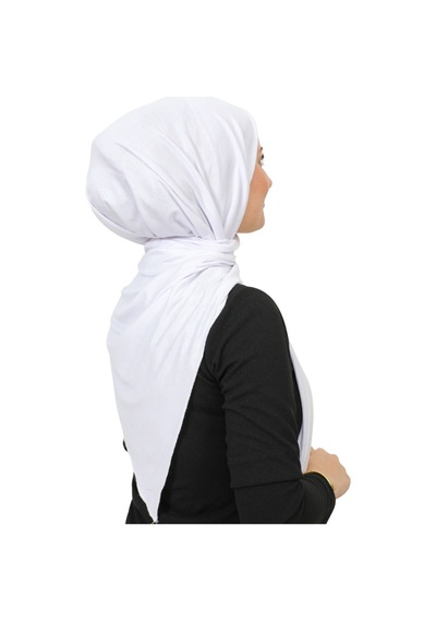 Modish Group Şal Tesettür Başörtüsü Premium Kumaş Eşarp Uzun Islami Giyim Viskon - Beyaz Beyaz