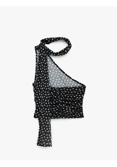 Koton Koton X Sibil Çetinkaya - Fular Detaylı Halter Yaka Tek Omuz Puantiyeli Tül Top Siyah Desenli 6sak10063uk Koton Koton X Sibil Çetinkaya - Fular Detaylı Halter Yaka Tek Omuz Puantiyeli Tül Top Siyah Desenli 6sak10063uk