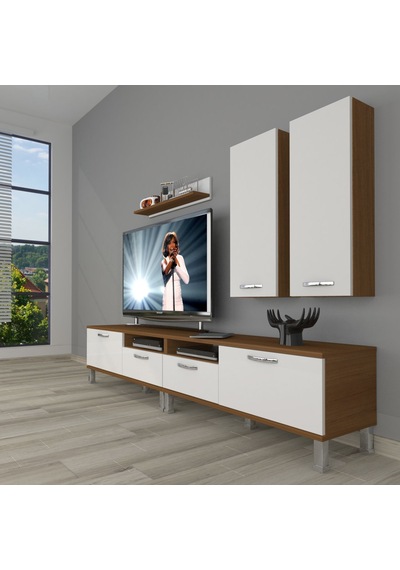 Decoraktiv Eko 5220d Slm Krom Ayaklı Tv Ünitesi Tv Sehpası Ceviz