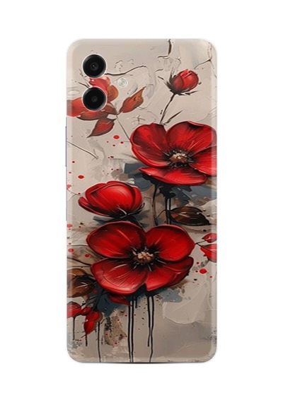 Samsung Samsung Galaxy Uyumlu A07 Sm-a075f Kılıf Boutique Baskılı Resimli Kırmızı Çiçek Pcode -098