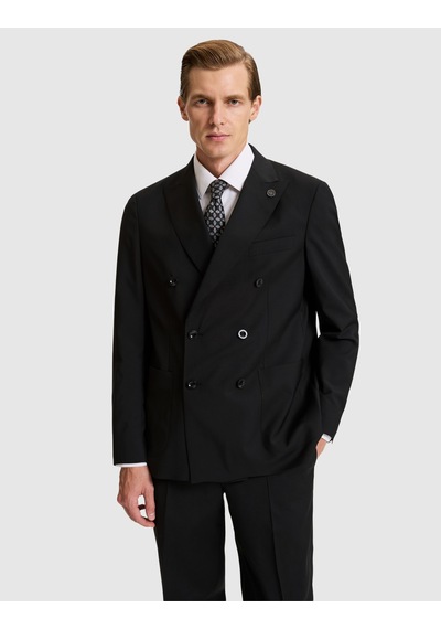 Pierre Cardin Siyah Slim Tailored Fit %100 Yün Kruvaze Takım Elbise 50328721-vr046
