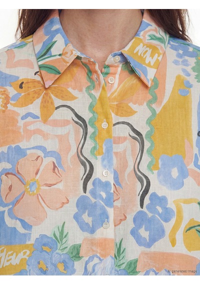 Lcw Modest Turuncu Desenli Oversize Kadın Gömlek Tunik