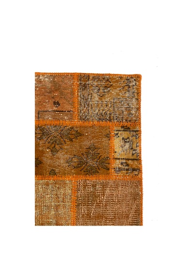 Modern Bohem Stil Vintage Halı Özel Tasarım Turuncu Patchwork Koleksiyonu Turuncu