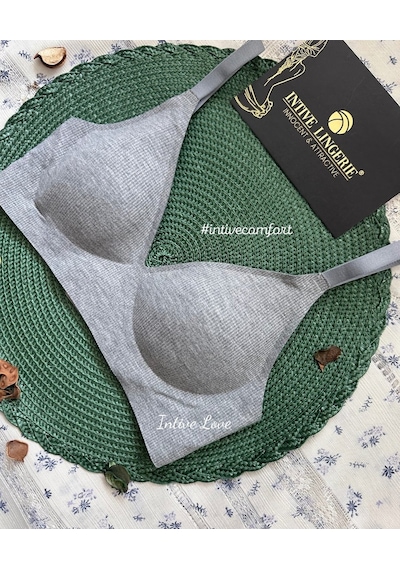 Softease V Yaka Balensiz Dikişsiz Lazer Kesim Rahat Soft Kumaştan Gri