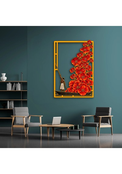 Gelincikler Ve Kayıkçı - Metal Tablo - Dec0286 86 X 125 Cm Çok Renkli
