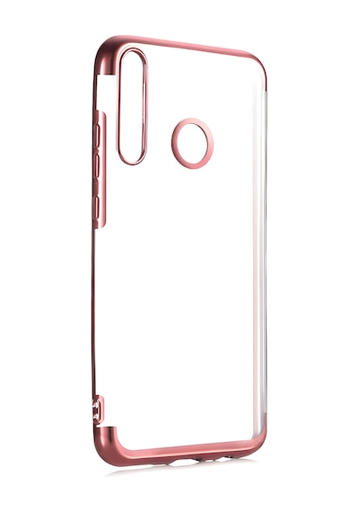 Huawei Y6p Kılıf Dört Köşeli Lazer Silikon Kılıf Rose Gold