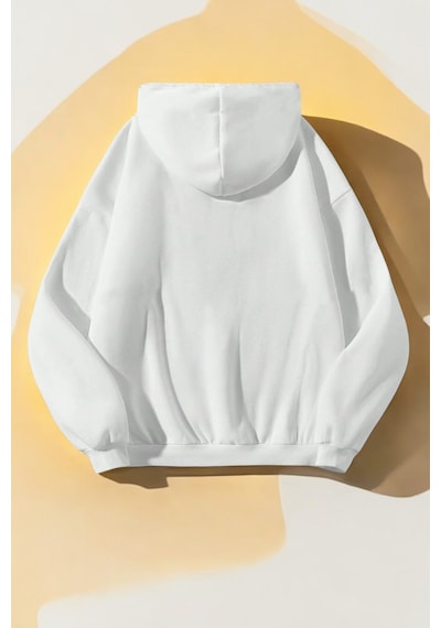 Flowers Baskılı Oversize Sweatshirt Beyaz