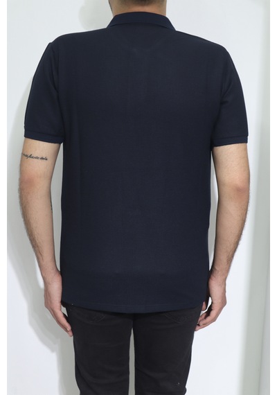 Erkek Santa Düz Spor Kesim Dar Kalıp Polo Yaka T-shirt Lacivert