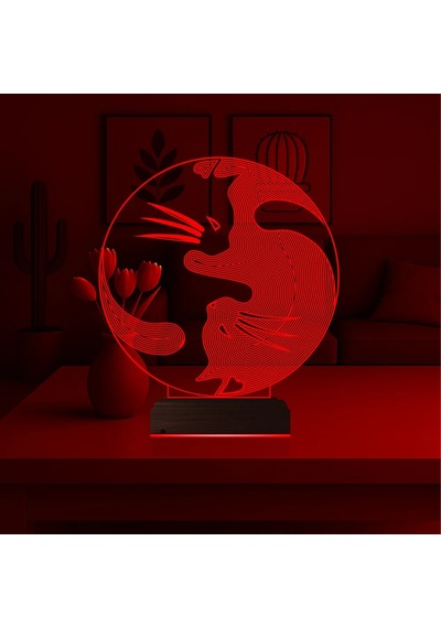 Luvivia Kedi Ying Yang Denge 3d Lamba - Masa Gece Lambası Şeffaf