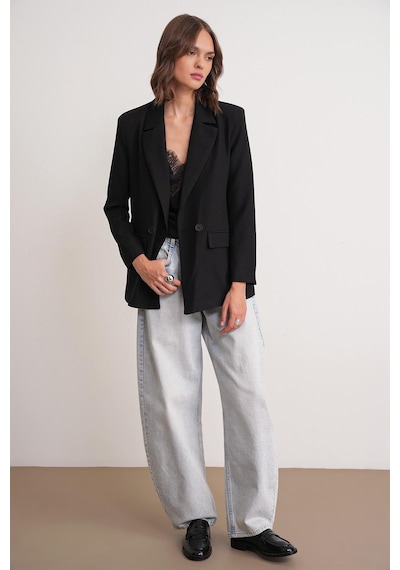 Mixray 4516 Kadın Bezayağı Blazer Ceket Siyah