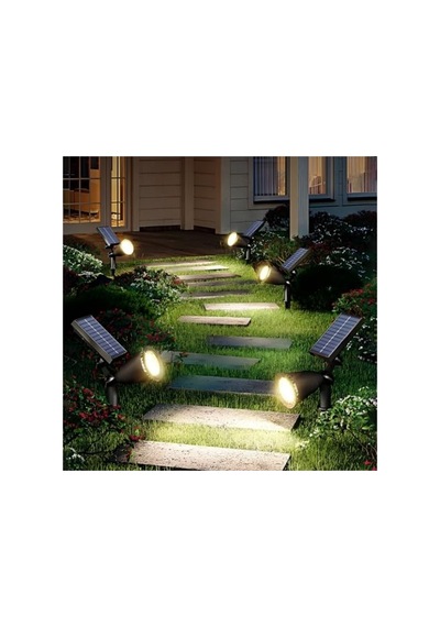 7 Led'li Güneş Enerjili Bahçe Lambası, Su Geçirmez Aydınlatma 10 Parça Siyah