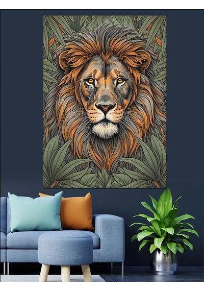 Ahşap Tablo Aslan Başı Grafik Tasarım