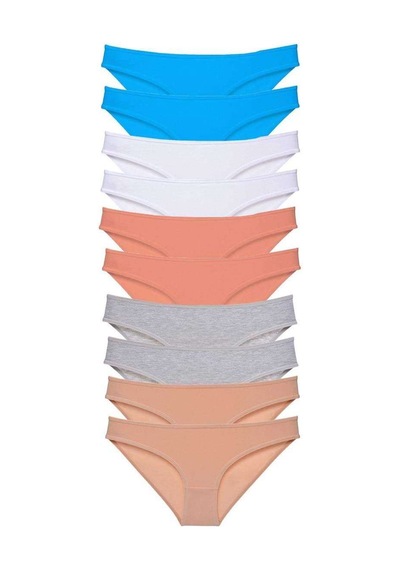 10 Adet Süper Eko Set Likralı Kadın Slip Ten Gri Beyaz Pudra Mavi Beden: Xl Standart