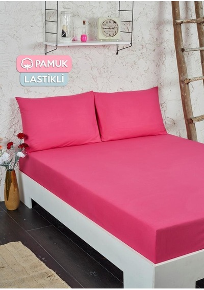 Battal Boy Lastikli Kumaş Çarşaf Seti Pembe