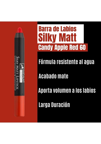 Dudak Kalemi - Silky Matt Lipstick - Uzun Süre Kalıcı & Suya Dayanıklı No 60 Candy Apple Red Çok Renkli