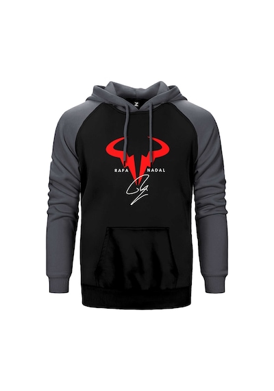 Rafael Nadal Logo Gri Renk Reglan Kol Kapşonlu Sweatshirt Gri