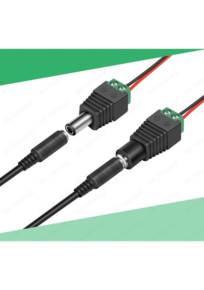 Dc Dişi+Erkek 5.5x2.1mm Klemensli Güç Konnektörü Seti