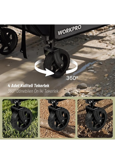 Workpro Wp285015 80kg 4 Tekerli Katlanabilir Ağır Hizmet Taşıma Arabası