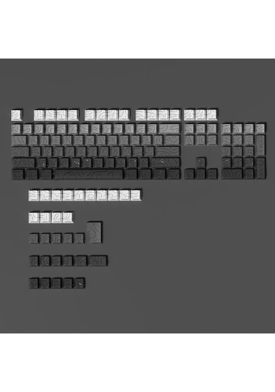 Mekanik Klavye -pbt Çift Baskı Keycap Seti- Çizgi Desenli 137 Tuşlu Siyah - Gri Tuş Takımı