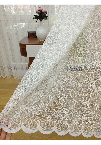 Özel Örme Dokulu Tül Perde, 100x250, Seyrek Pile, 1/2 Çok Renkli