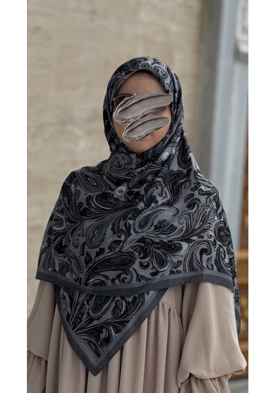 Qalortex Scarf Pamuklu Soft Açelya Desen Eşarp-siyah