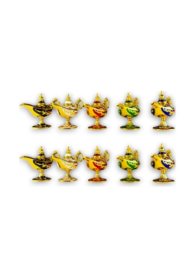 Buhurdanlık Özellikli Parlak Taşlı 10 Lu Aladdin Biblo Seti Renkli 9 6 CM