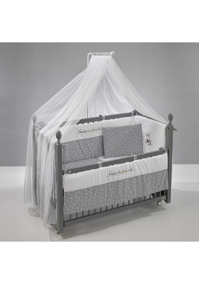 Meltem Kids Kral Sallanır Ahşap Anne Yanı Beşik 60 x 120 CM Gri - Moon Gri