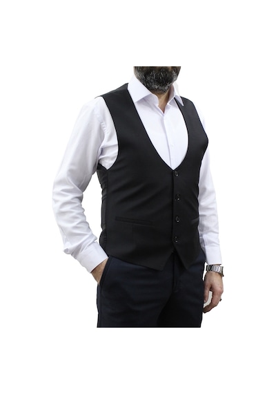 Mentor Regalo Erkek Yelek U Yaka Cepken Siyah 50161