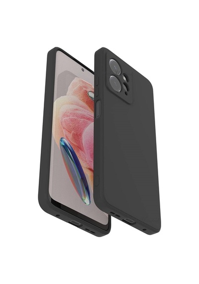 Xiaomi Redmi Note 12 4g Kılıf Yumuşak Premium Silikon 9h Ekran Koruyucu Set Kamera Korumalı Soft Siyah