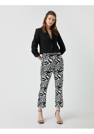 Koton Zebra Desenli Pantolon Dar Kesim Ekru Desenli 2sak40334pw