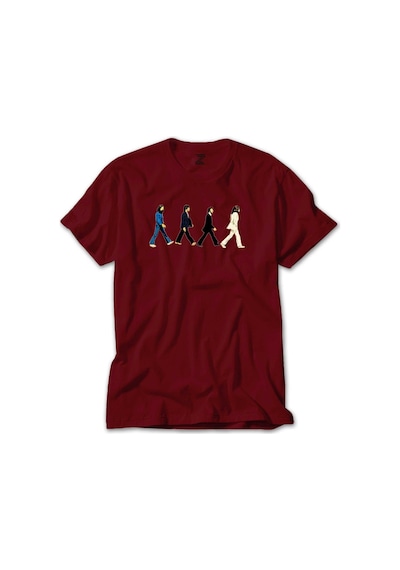 The Beatles Abbey Road Cartoon Kırmızı Tişört
