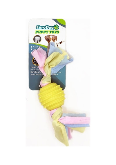 Eurodog - 157 - Puppy Toys Sarı Tırtıklı Top - Ece-umay - Diş Kaş.oy.