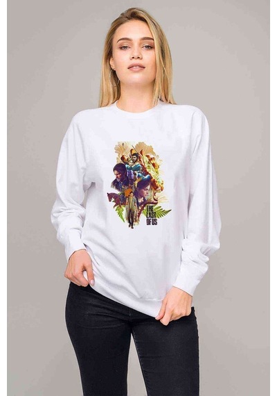 The Last Of Us Part2 Kolaj Baskılı Beyaz Kadın Sweatshirt