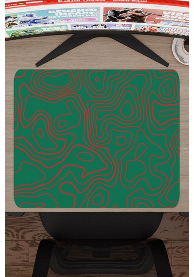 Yeşil Kırmızı 48x40 Xl Taraftar Gaming Oyuncu Mouse Pad Kaymaz Taban Büyük Fare Altlığı Topography