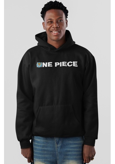Sevbano One Piece Monkey D. Luffy Anime Sırt Baskılı Unisex Oversize Peny Siyah