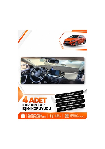 Kia Ceed 2020-2025 Uyumlu Torpido Koruma Koruyucu Kılıfı Halısı Örtü Göğüs Panel - Siyah
