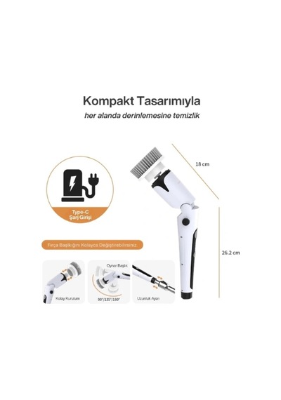 Portatif Şarjlı Temizleme Fırçası Çok Renkli