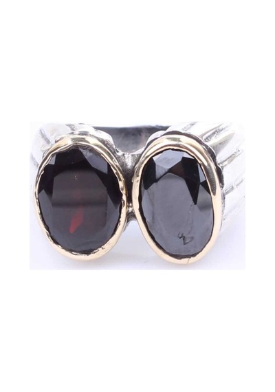 925 Ayar Gümüş Garnet Taşlı Unisex Yüzük - 479358482